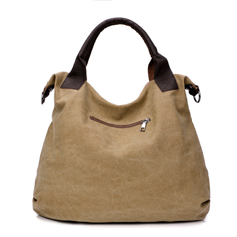 Women's Vintage Canvas Shoulder Bag – Minimalist Retro Crossbody Handbag for Everyday Use