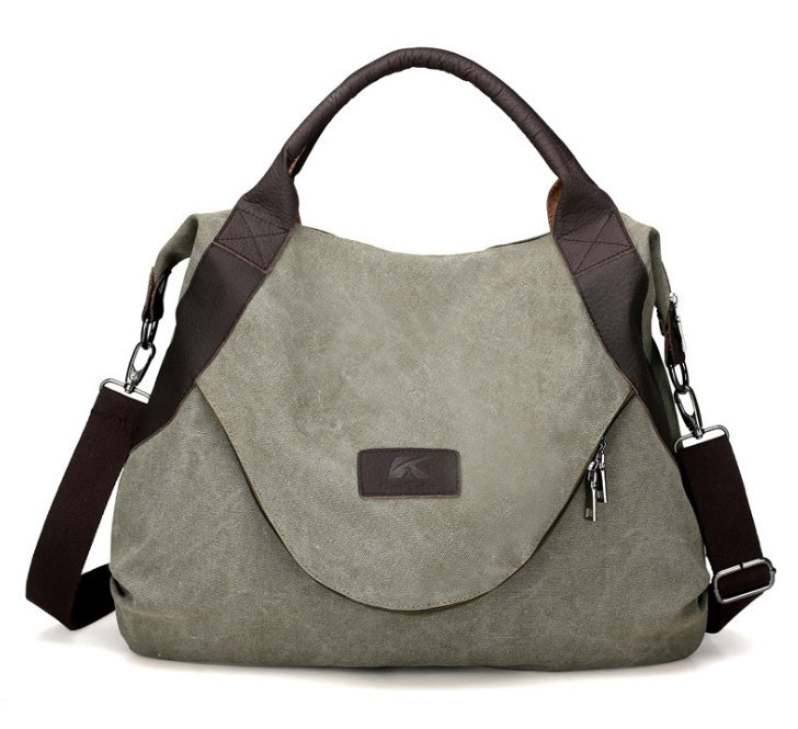 Women's Vintage Canvas Shoulder Bag – Minimalist Retro Crossbody Handbag for Everyday Use