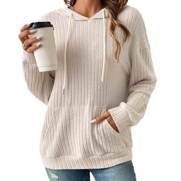 Fashion Drawstring Long-sleeved Hooded Sweatshirt