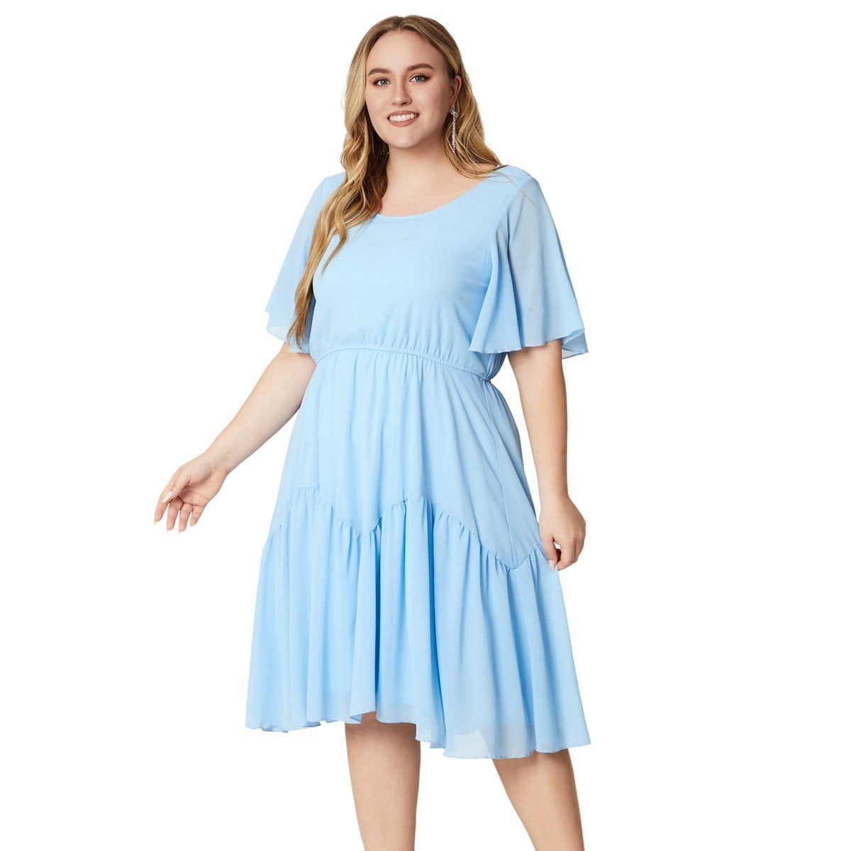 Women's Short Sleeve Printed Chiffon Dress | Koalakits36