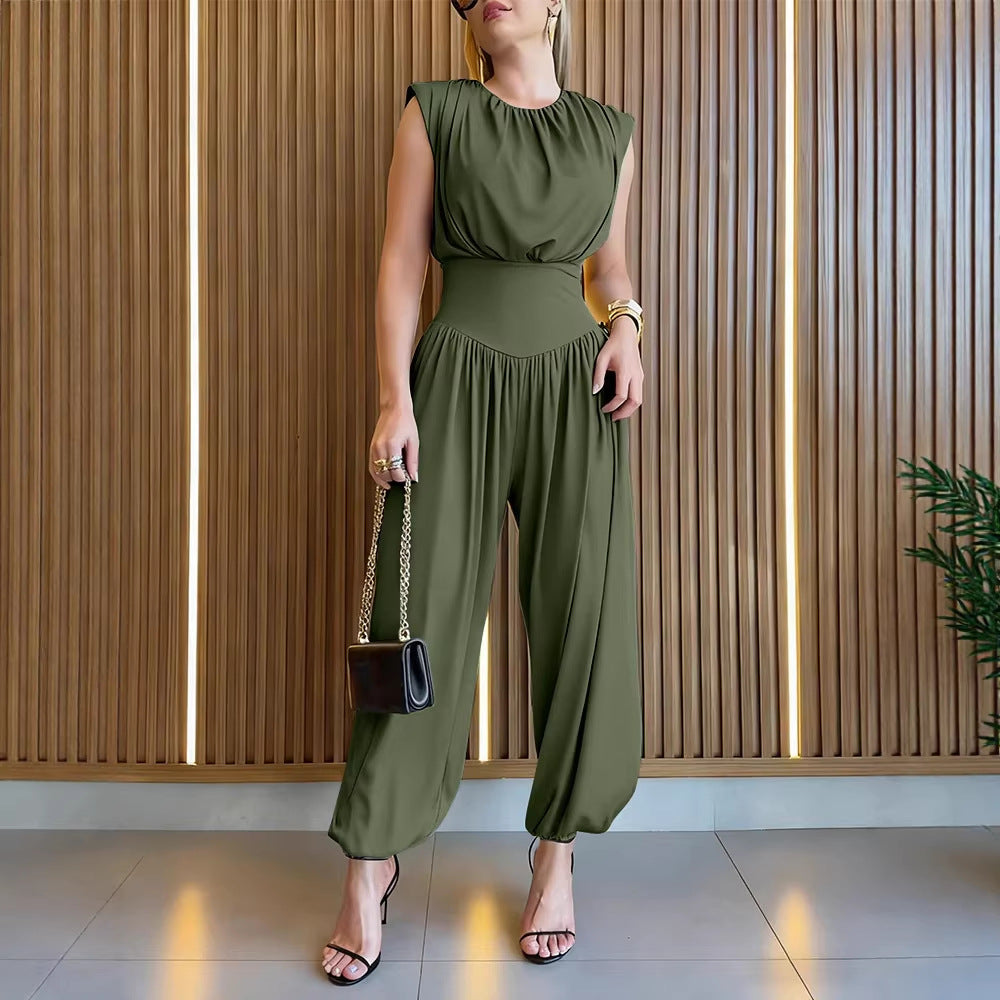 Womens Fashion Loose-fit Elegant Waist-cinching Jumpsuit
