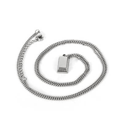 Energy Nugget Long Necklace Men's Personality Fashion Domineering Japan and South Korea Edition Square Titanium Steel Pendant