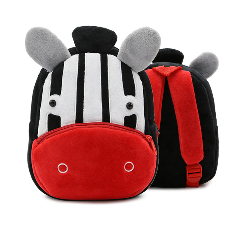 Cute Plush Animal Backpack for Kids – Cartoon Kindergarten School Bag with Zipper Pocket, Lightweight Soft Toy Design