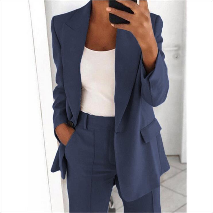 Ins Button Casual Suit Fashion Long-sleeved Lapel Blazer Jacket And Slim-fit Pocket Trousers | Koalakits36