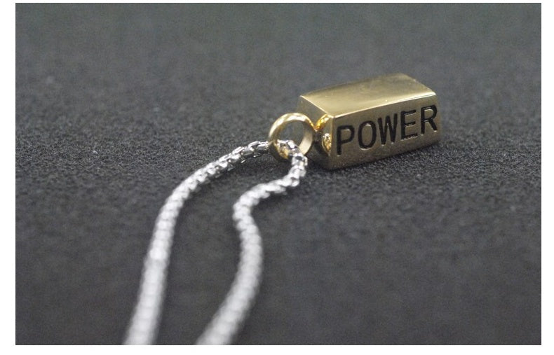 Energy Nugget Long Necklace Men's Personality Fashion Domineering Japan and South Korea Edition Square Titanium Steel Pendant