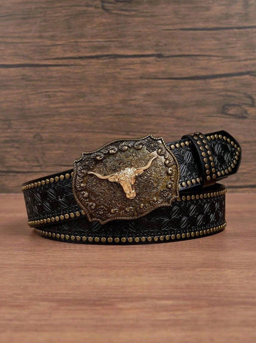 Punk Embossed Western Cowboy Belt - Elevate Your Style with Edgy Authenticity