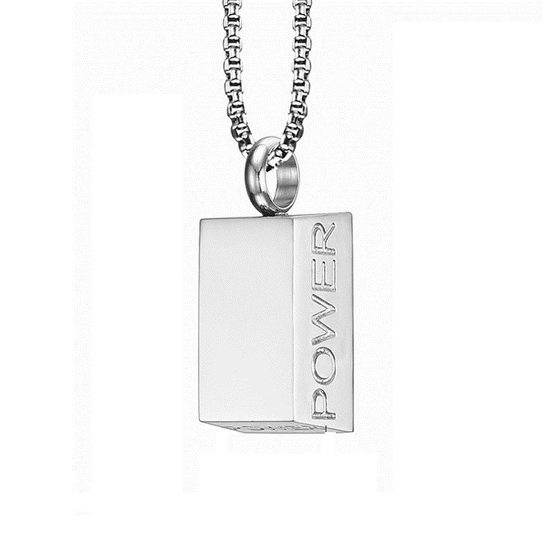 Energy Nugget Long Necklace Men's Personality Fashion Domineering Japan and South Korea Edition Square Titanium Steel Pendant