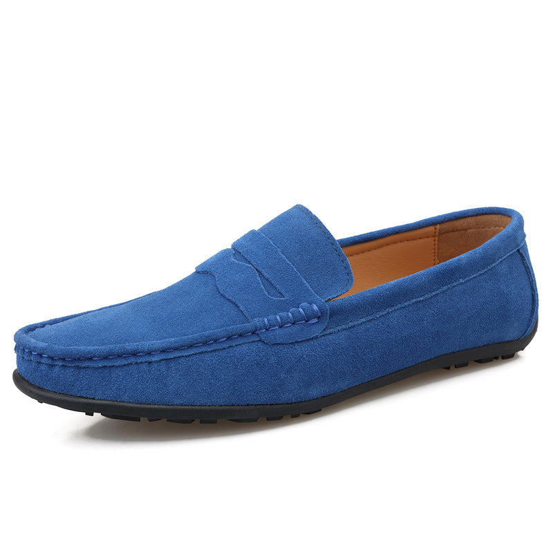 Men's Solid Color Suede Loafers Breathable Comfort Slip-on Flat Shoes | Koalakits36