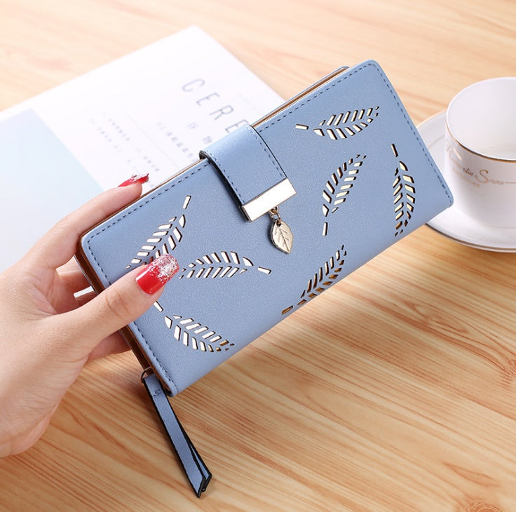 Gold Hollow Leaves Handbag: Elevate Your Style with This Elegant Long Wallet