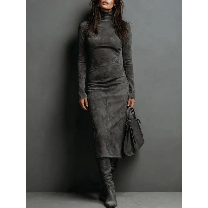 Turtleneck Long-sleeved Dress Fashion Sexy Slim-fitting Bodycon Long Dresses Women's Clothing
