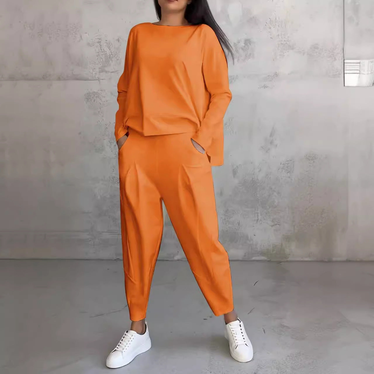 Women's Irregular Suit Long-sleeved Round Neck Top And Loose Harem Pants | Koalakits36