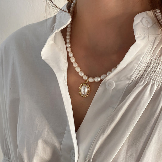 Sterling Silver Art Shaped Bead Pearl Pendant Necklace | Koalakits36