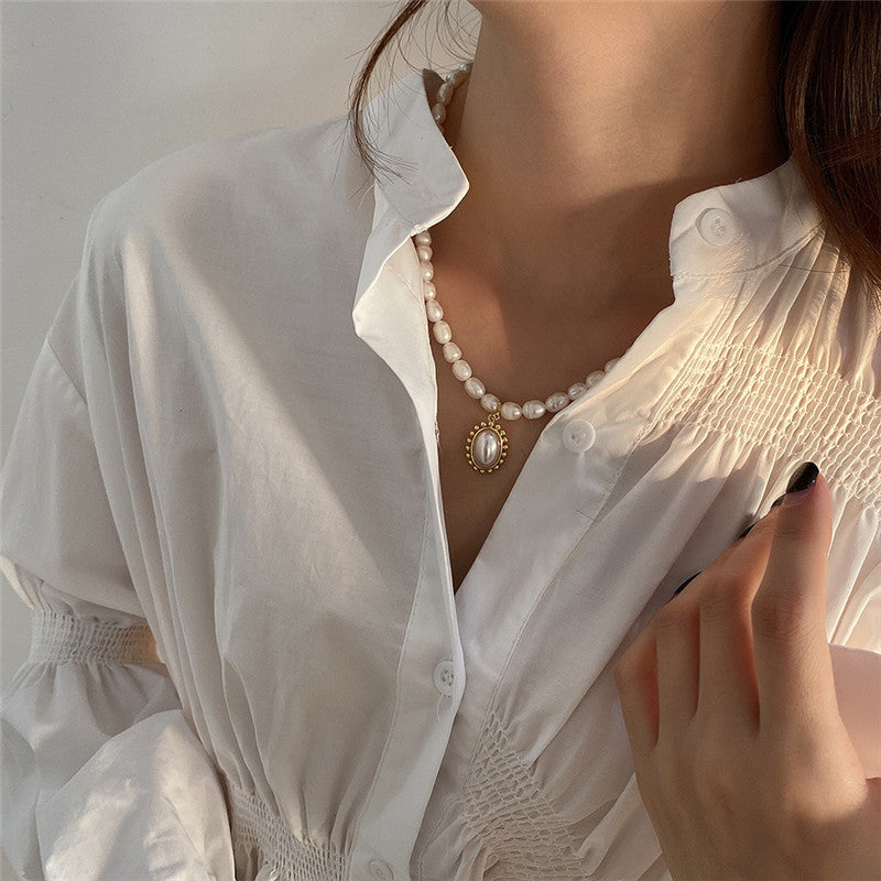 Sterling Silver Art Shaped Bead Pearl Pendant Necklace | Koalakits36