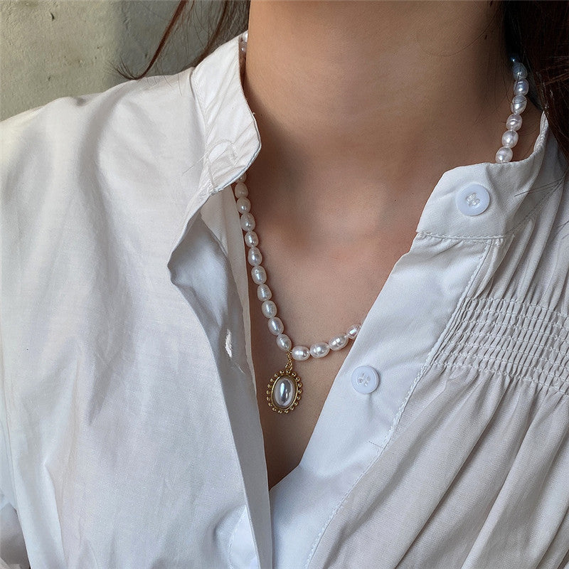 Sterling Silver Art Shaped Bead Pearl Pendant Necklace | Koalakits36