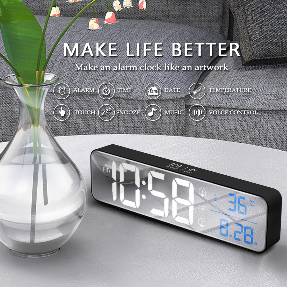 Music LED Digital Home Desktop Alarm Electronic Clock Temperature Date Display Koalakits36