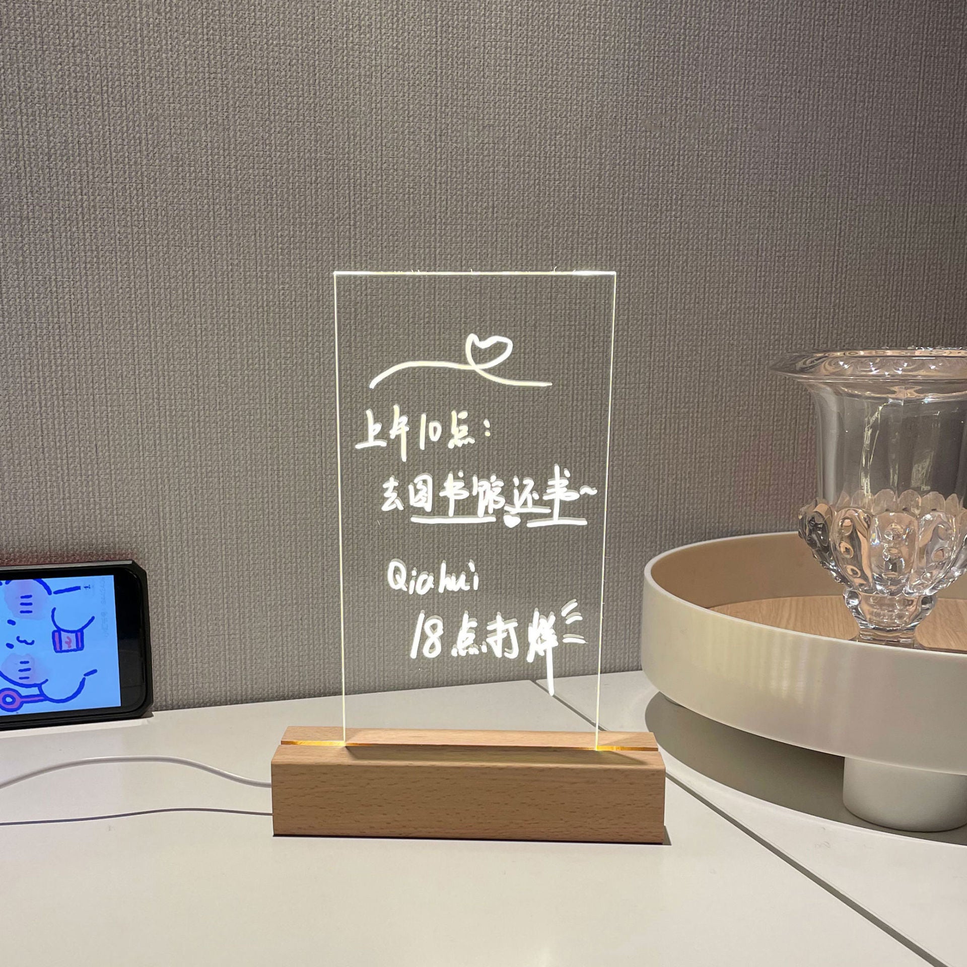 Transparent Luminous Board | Rewritable Message Board | Koalakits36