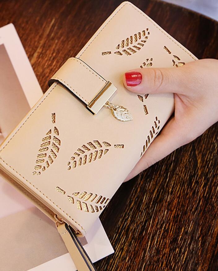 Gold Hollow Leaves Handbag: Elevate Your Style with This Elegant Long Wallet