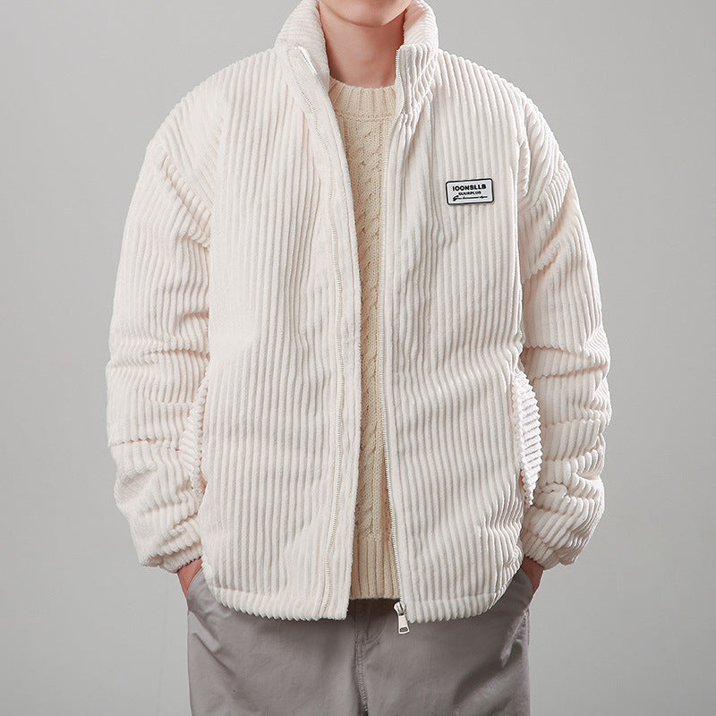 Winter Corduroy Cotton-padded Coat Warm Stand Collar Zipper Jacket Casual Outdoor Streetwear  Koalakits36