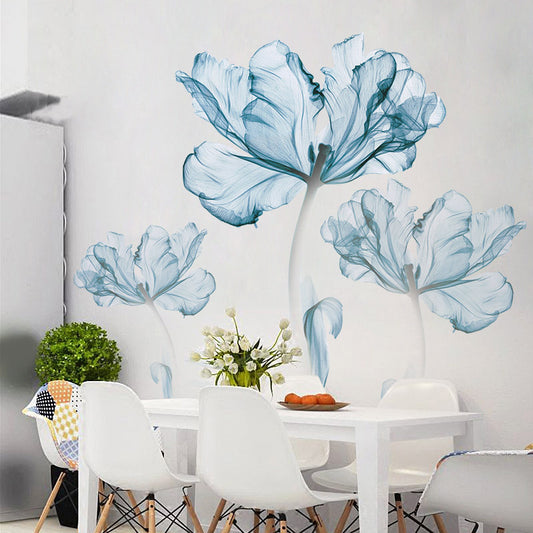 Creative Nordic blue flower wall stickers | Koalakits36