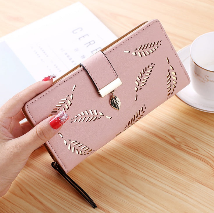 Gold Hollow Leaves Handbag: Elevate Your Style with This Elegant Long Wallet