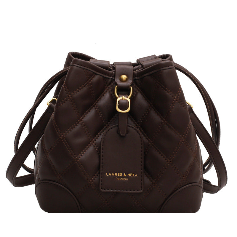 Fashion Rhombus Handbags Korean Style Temperament One-shoulder Bucket Bag