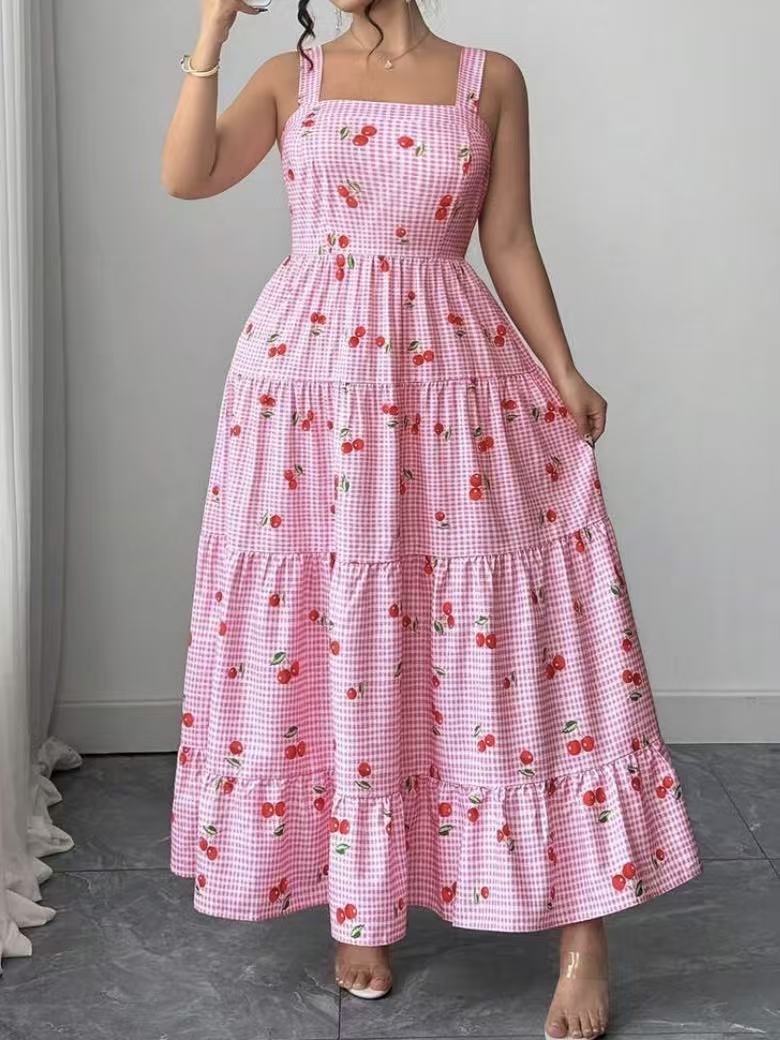 Plus-size Printed Slip Dress Womens Clothing