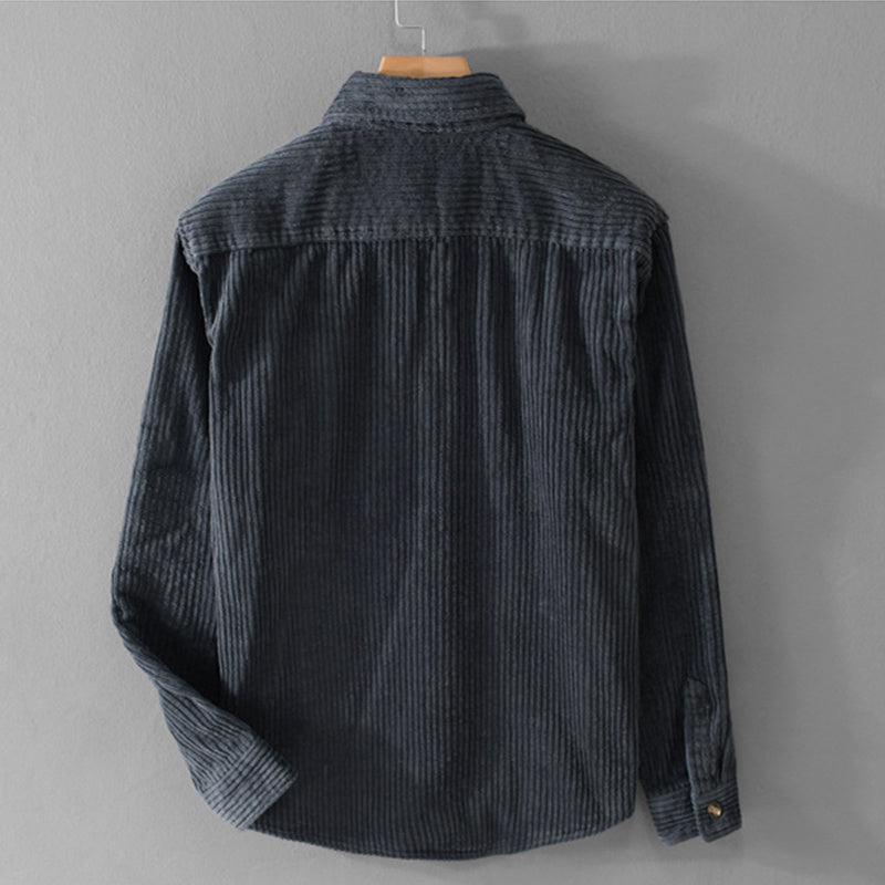 Winter Corduroy Shirt With Pocket Fashion Lapel Button Long Sleeve Top Men's Clothing Koalakits36
