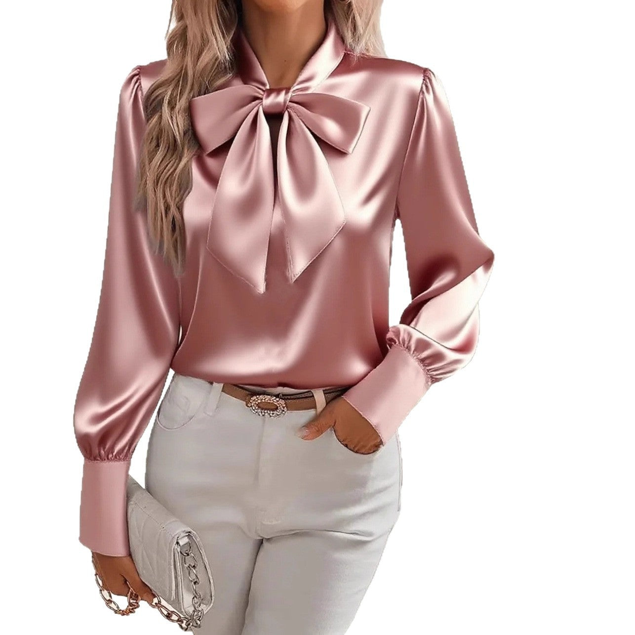 Women’s Bow-Tie Blouse Lace-Up Pullover for Commuting