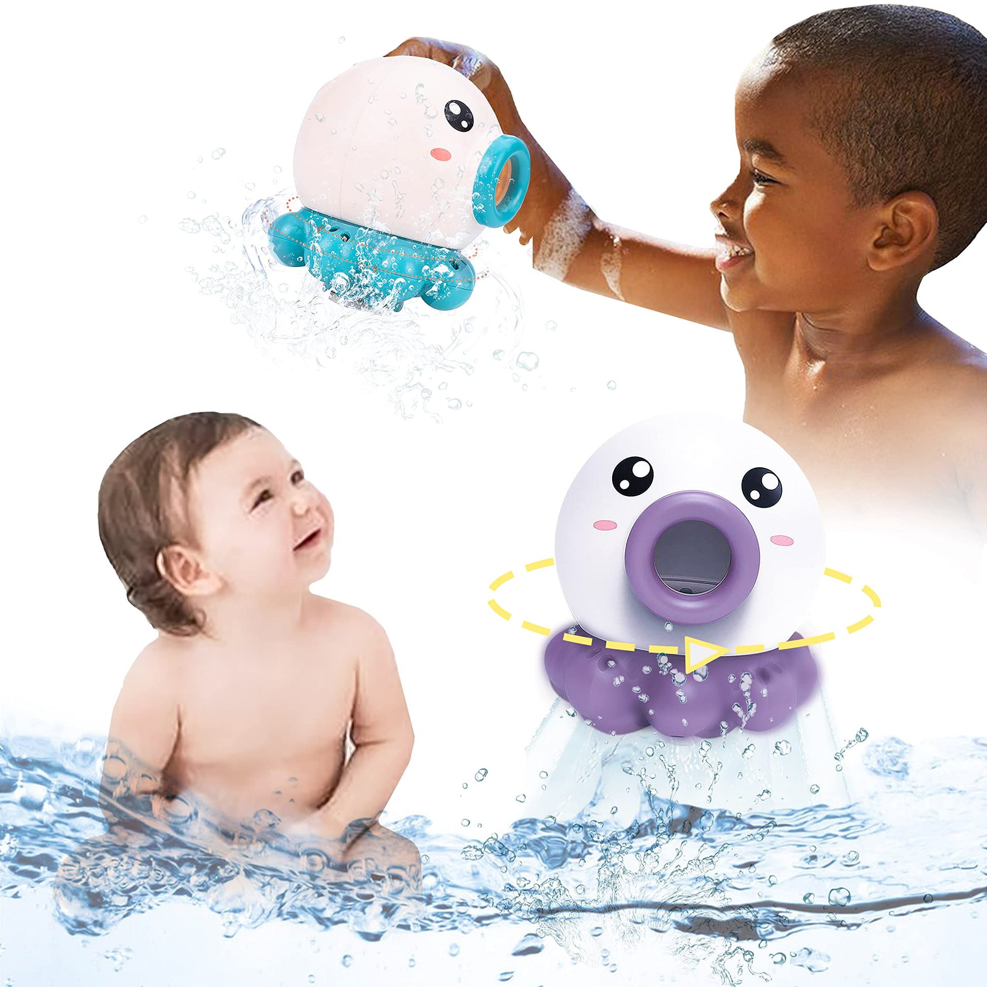 Octopus Fountain Bath Water Toy, Jet Rotating Shower Bathroom Toy, Summer Water Sprinkler Toys, 