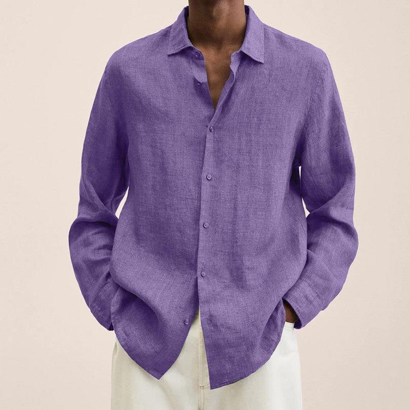 Long Sleeve Lapel Shirt Men's Loose Button Cardigan Shirt Top Mens Clothing
