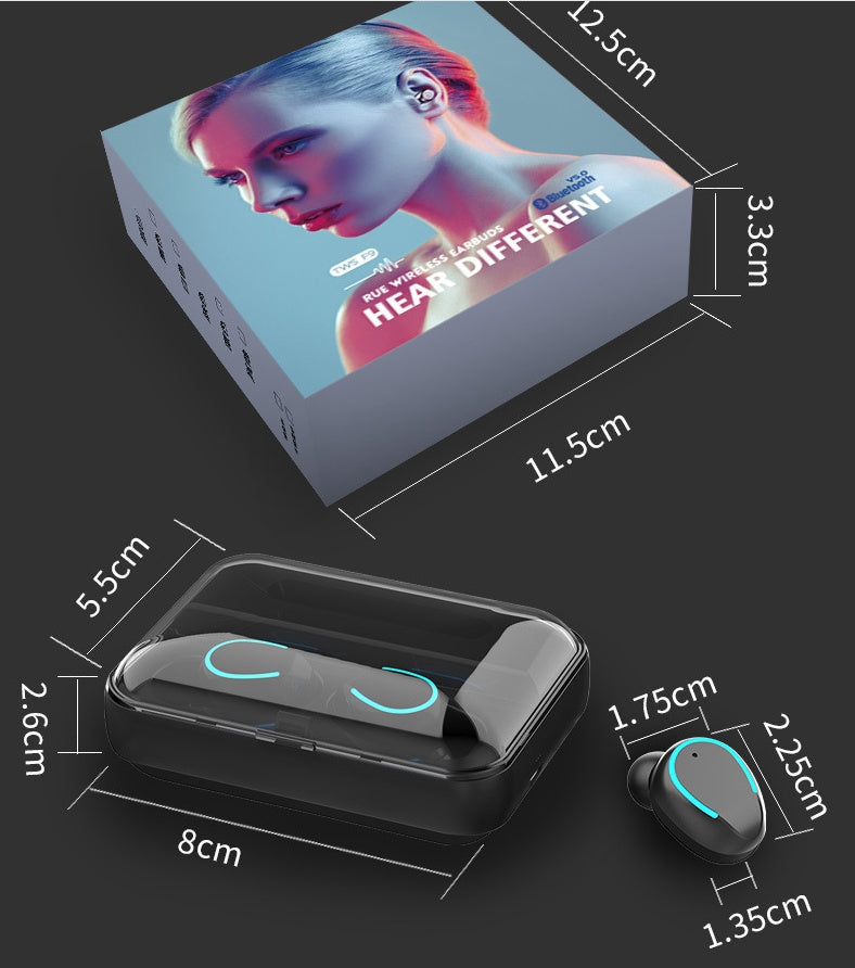 Bluetooth 5.0 Wireless Earbuds with 2000mAh Power Bank Charging Case – Stereo Headset with Voice Control, Hands-Free Calling & Music Playback