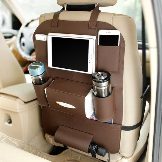 HQ Leather Car Seat Organizer – Premium Leather Storage Pockets for Cars, SUVs & Trucks