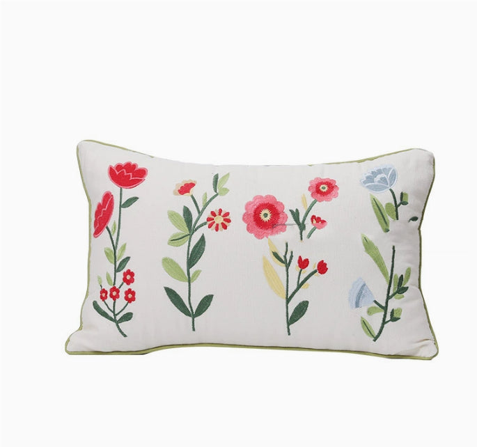 Home Embroidery Plants And Flowers Pillow
