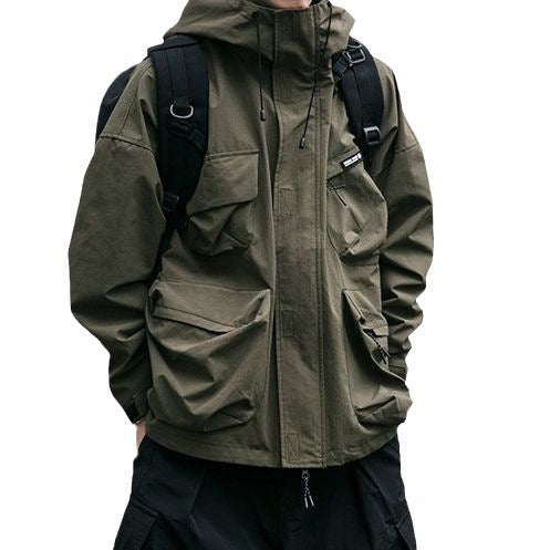 Hooded Jacket Men's Loose Three-dimensional Pocket Functional Windproof Jacket