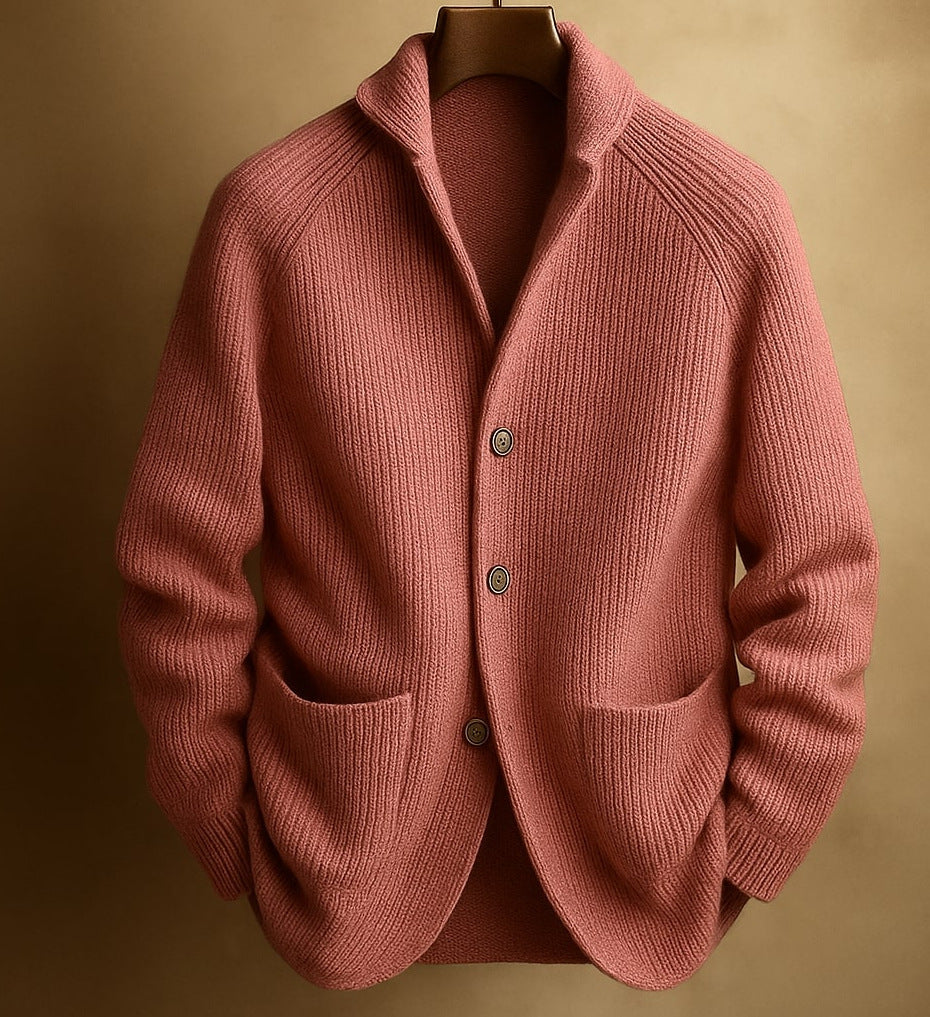 Men’s Knitted Cardigan Casual Button Pocket Long Sleeve Jacket