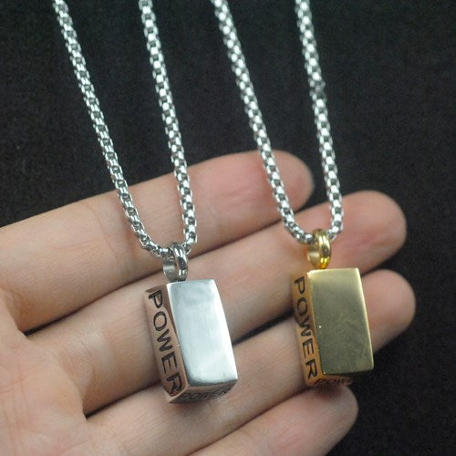 Energy Nugget Long Necklace Men's Personality Fashion Domineering Japan and South Korea Edition Square Titanium Steel Pendant