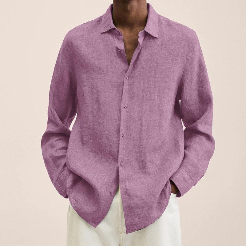 Long Sleeve Lapel Shirt Men's Loose Button Cardigan Shirt Top Mens Clothing