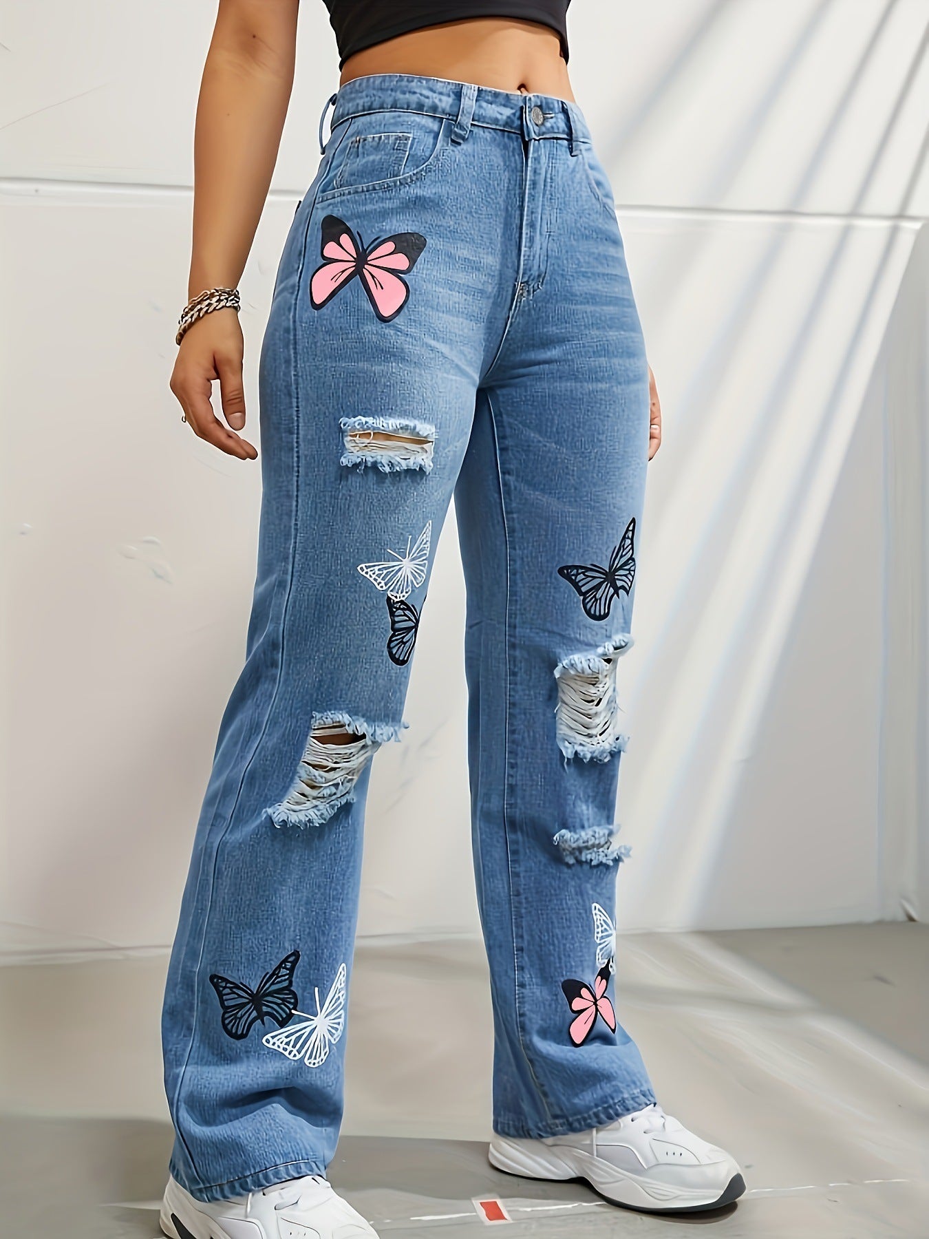 High Waisted Straight Leg Jeans For Women Trendy