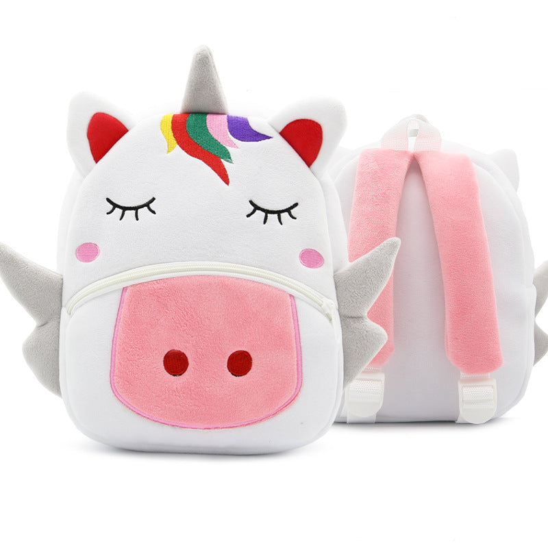 Cute Plush Animal Backpack for Kids – Cartoon Kindergarten School Bag with Zipper Pocket, Lightweight Soft Toy Design