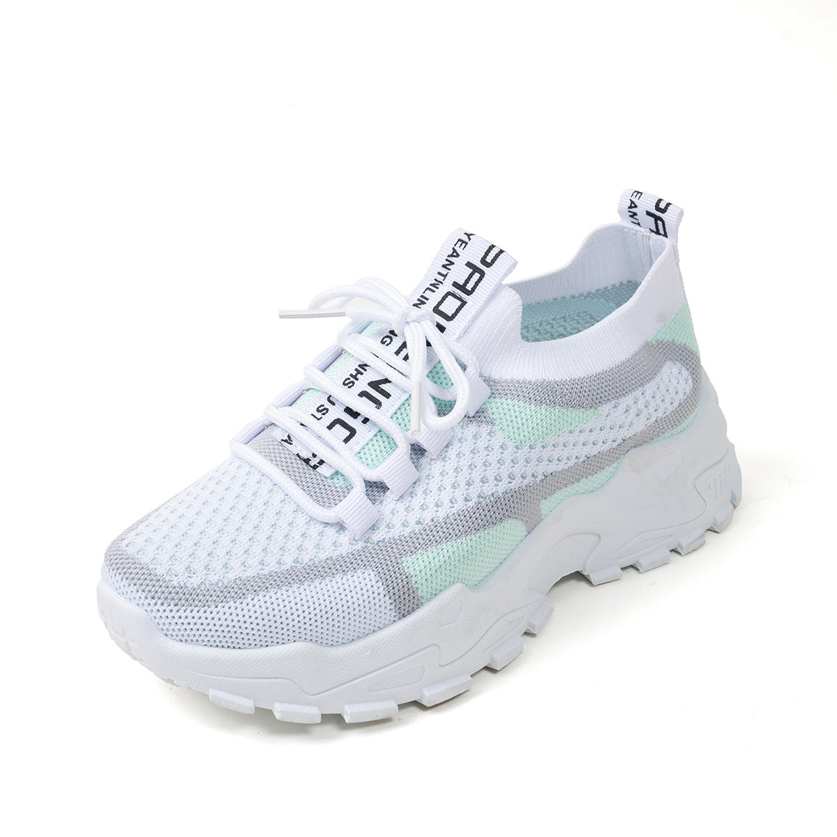 Flyknit Mesh Casual Shoes Women's Breathable Lace-up Sneakers for Walking Running 