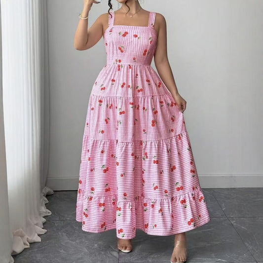 Plus-size Printed Slip Dress Womens Clothing