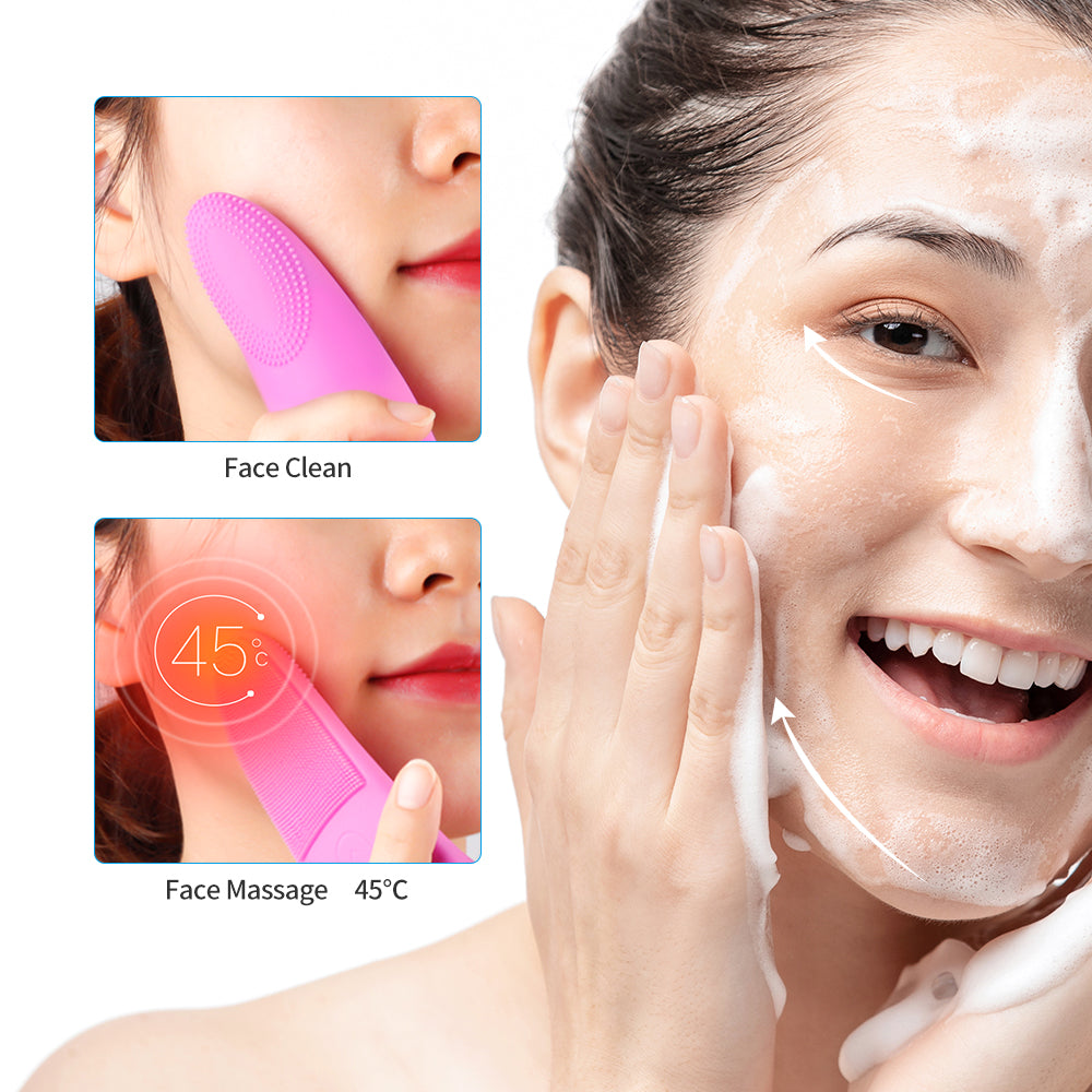 Electric Silicone Facial Cleansing Brush – Rechargeable Face Washer & Deep Pore Cleaning Massager for Daily Skincare