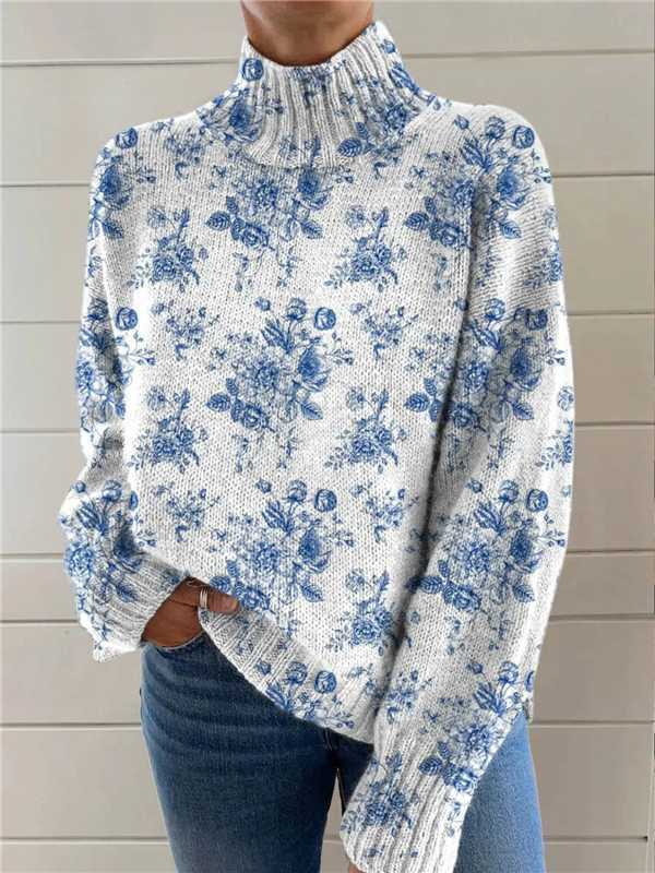 Women's Christmas Printed Turtleneck Sweater Koalakits36