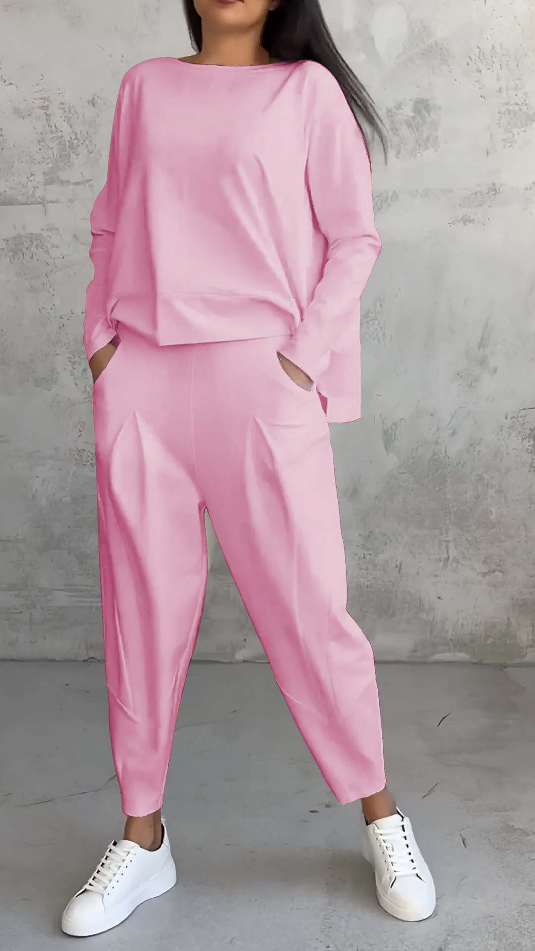 Women's Irregular Suit Long-sleeved Round Neck Top And Loose Harem Pants | Koalakits36