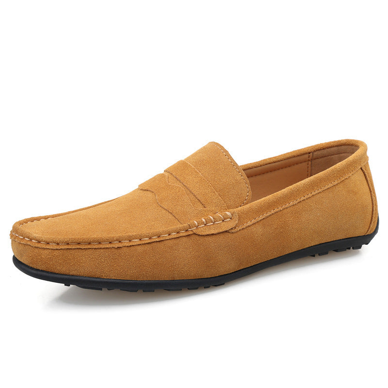 Men's Solid Color Suede Loafers Breathable Comfort Slip-on Flat Shoes | Koalakits36