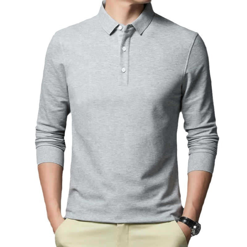 Casual Comfortable Fashion Classic Solid Color Long Sleeve Lapel Polo Shirt | Koalakits36
