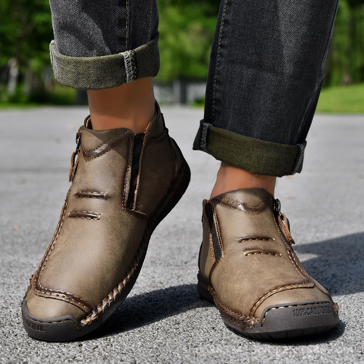 Men's Flats Ankle Boots Fashion Casual Side-zipper Boot Temperament Commuter Shoes Koalakits36