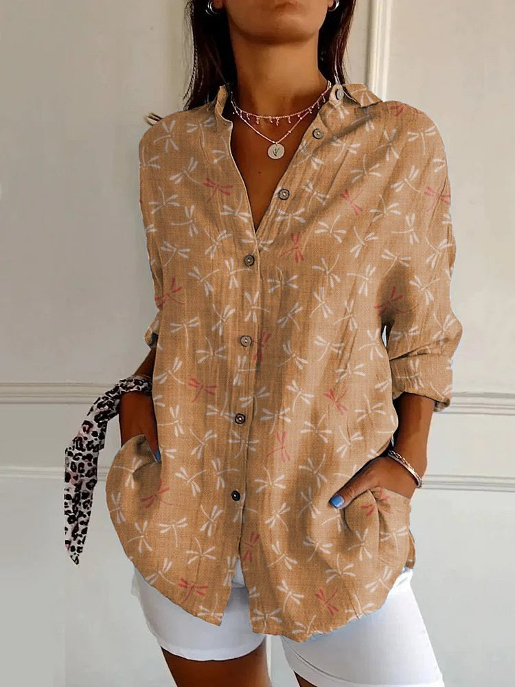 Floral Print Long-sleeved Shirt Women's Casual Button Tops Clothing | Koalakits36