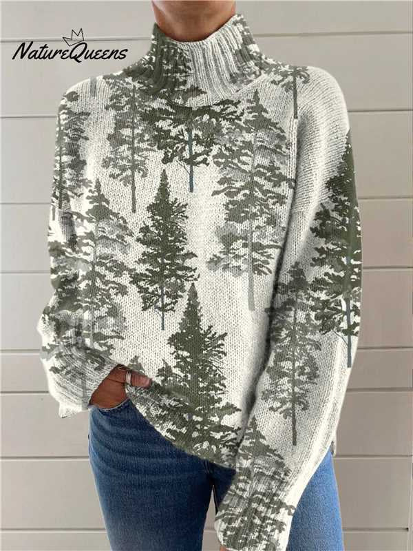 Women's Christmas Printed Turtleneck Sweater Koalakits36