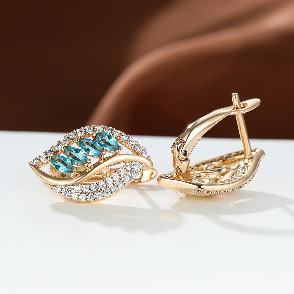 Leaf-shaped Rhinestones Earrings Fashion Unique Zircon-encrusted Stud Earrings | Koalakits36